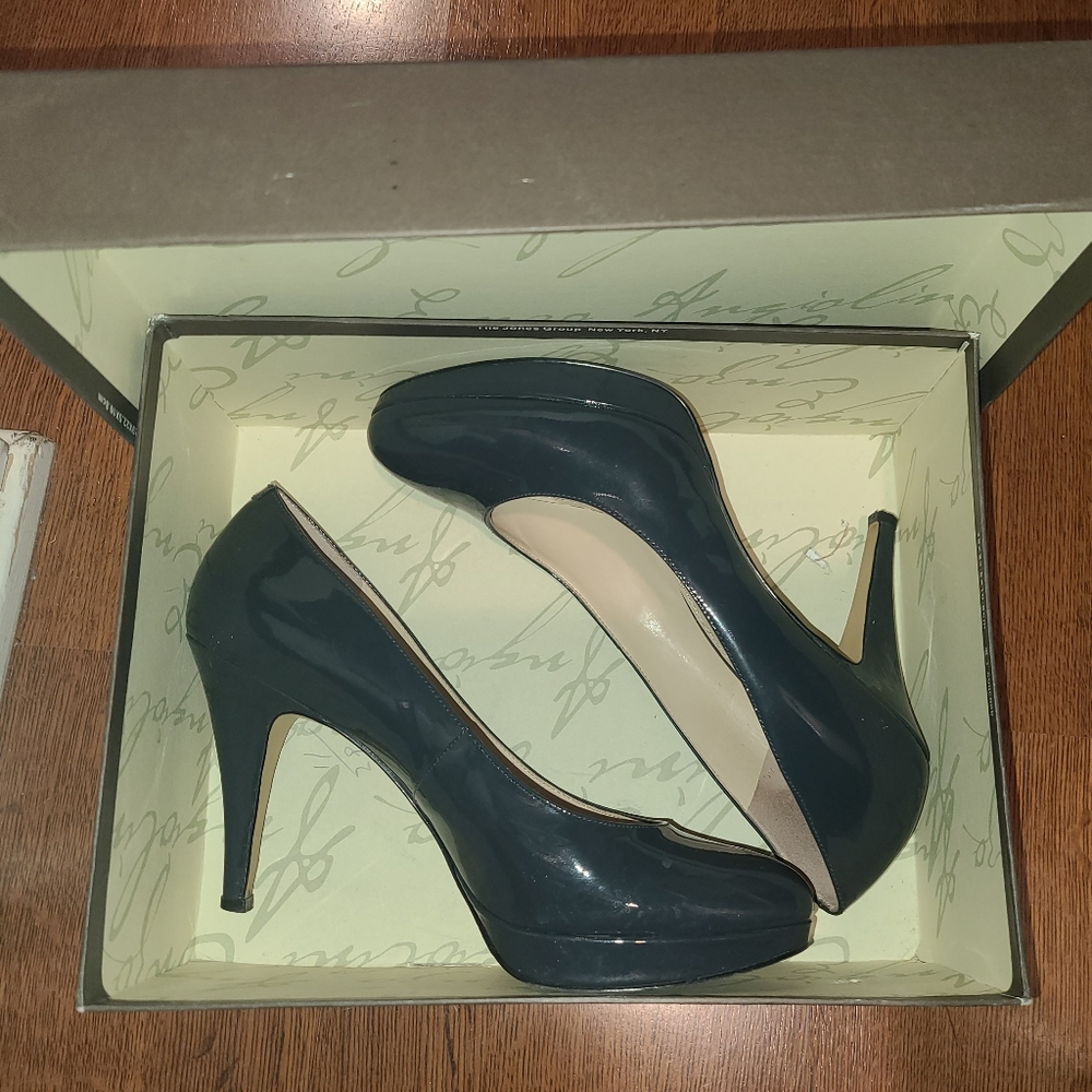 Enzo Angiolini Eadixy Patent Leather Platform Navy Blue High Heels